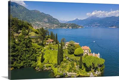 Aerial View Of The Villa Del Balbianello, Lenno, Tremezzina, Como Lake, Lombardy, Italy