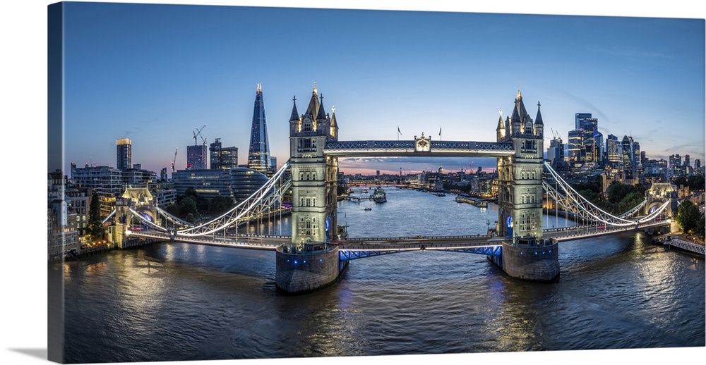 Aerial View Of Tower Bridge, City Of London, England, UK