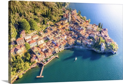Aerial View Of Varenna, Como Lake, Lombardy, Italy