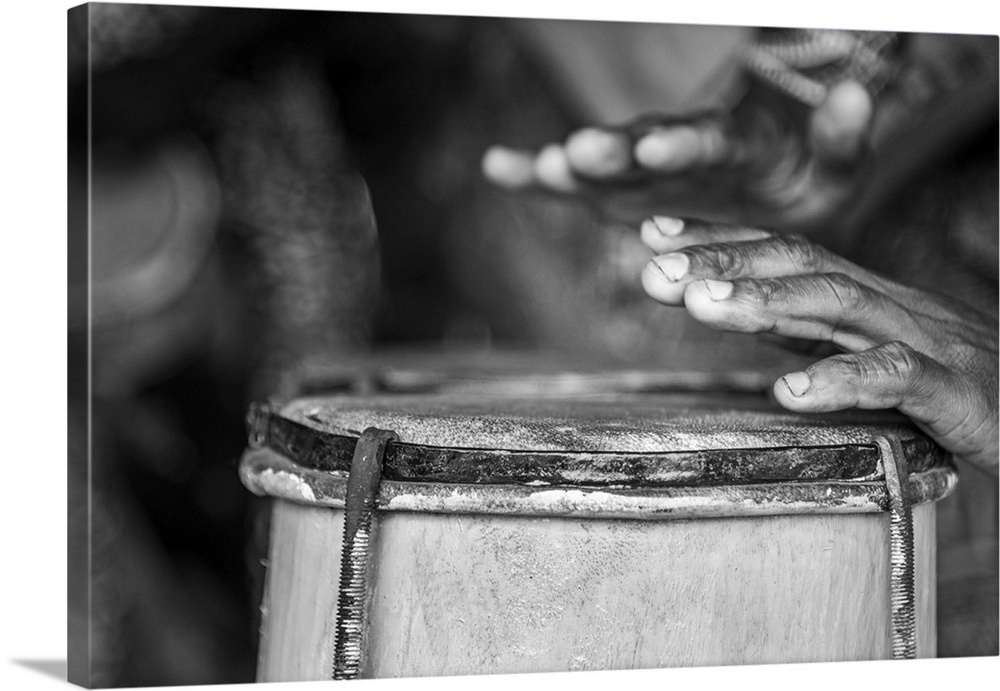 Africa, Benin, Porto Novo, Ajara. A drum player.