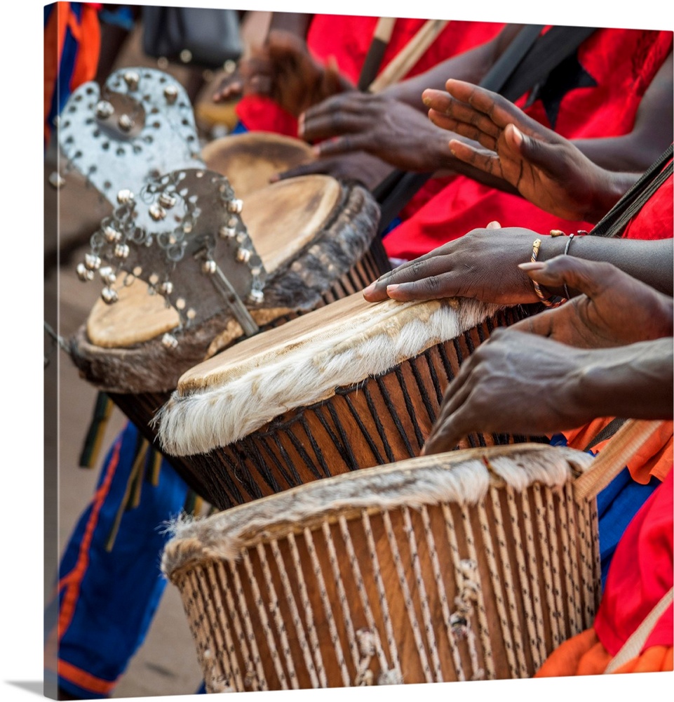 Africa, Guinea Bissau. Bissau, Musicians Playing During The Carnival's Parade