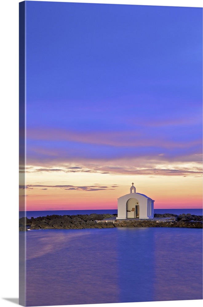 Agios Nikolaos Church at Sunrise, Georgioupoli, Crete, Greek Islands, Greece, Europe