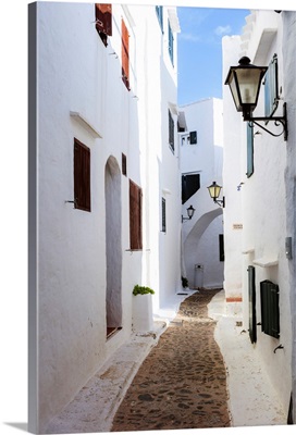 Alley In The Old Town Of Binibequer Vell, Menorca, Balearic Islands, Spain