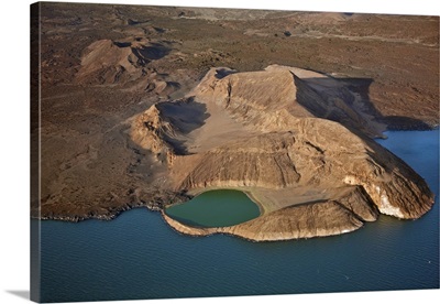 An extinct volcanic crater, Abil Agituk, at the southern end of Lake Turkana