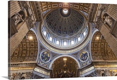 Architectural detail of the interior of St, Peter's Basilica, Vatican City, The Vatican