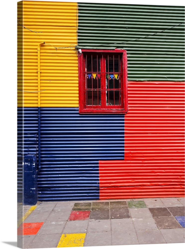 Argentina, Buenos Aires, Typical Colourful Wall of a house in La Boca Neighborhood.