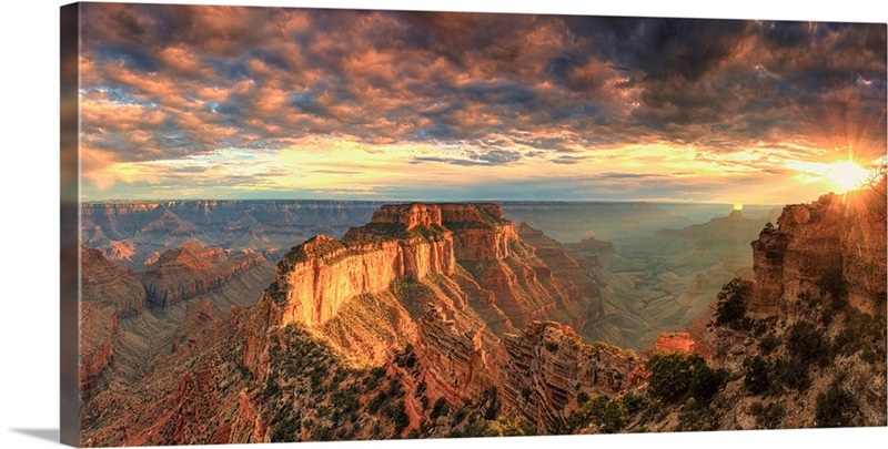 Grand Canyon National Park Retro Travel Stretched Canvas Wall Art