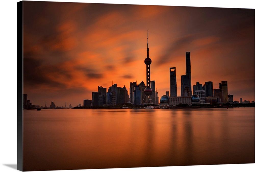 Asia, China, Shanghai, Pundong District, Huangpu River, Skyline.