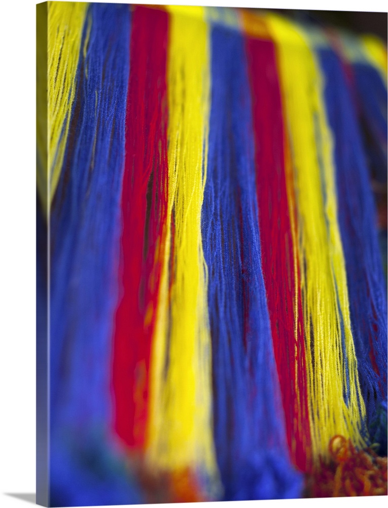 Ataco, El Salvador, Colorful Threads, Wool For Weaving Textiles On Traditional Treadle Loom, Department Of Ahuachapan, Tou...