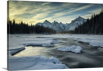 Athabasca River In Winter, Alberta, Canada