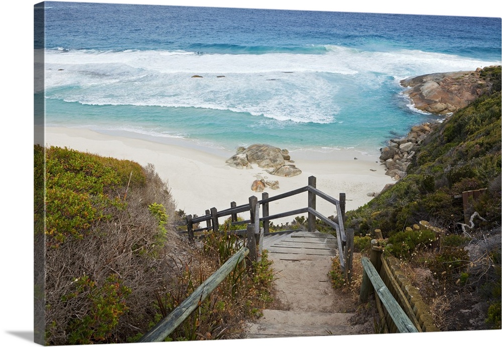 Australia, Western Australia, Albany, Torndirrup National Park. Path leading down to beach at Salmon Holes beach.