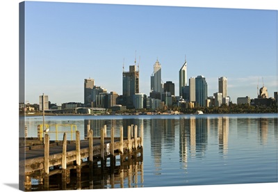 Australia, Western Australia, Perth, View of city skyline from Coode Street Jetty