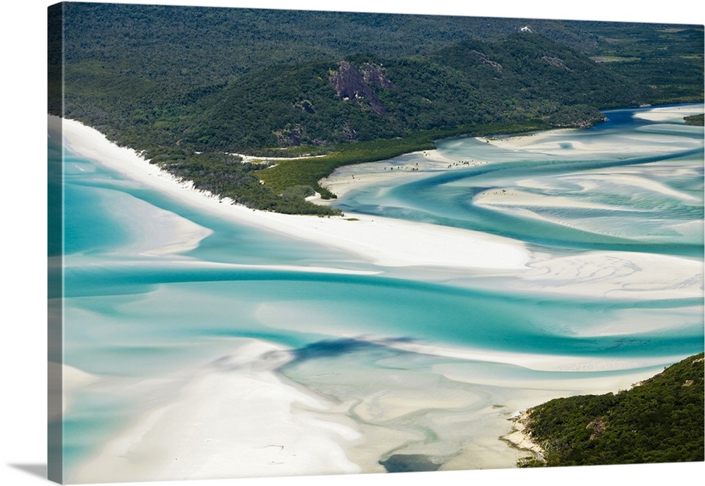 Australia, Queensland, Whitsundays, Whitsunday Island. Aerial view of shifting sand banks and turquoise waters of Hill Inl...