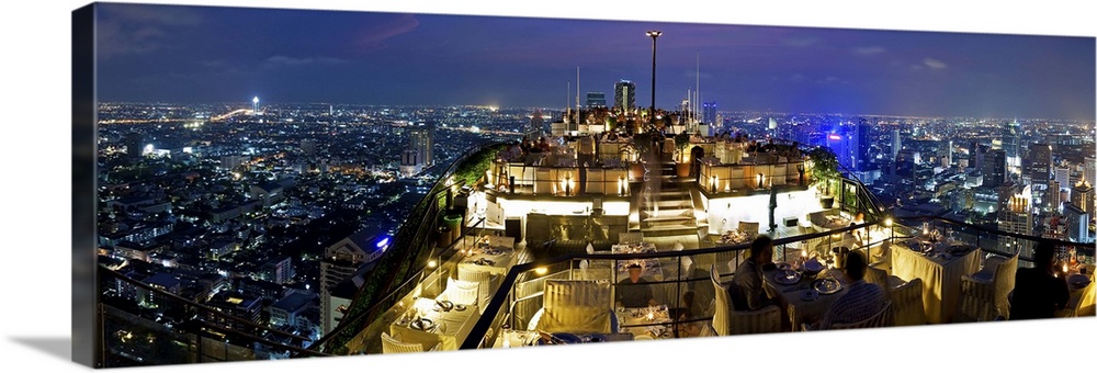 The view over the Bangkok City skyline from Vertigo, a bar and restaurant on top of the Banyan Tree Hotel, Bangkok, Thaila...