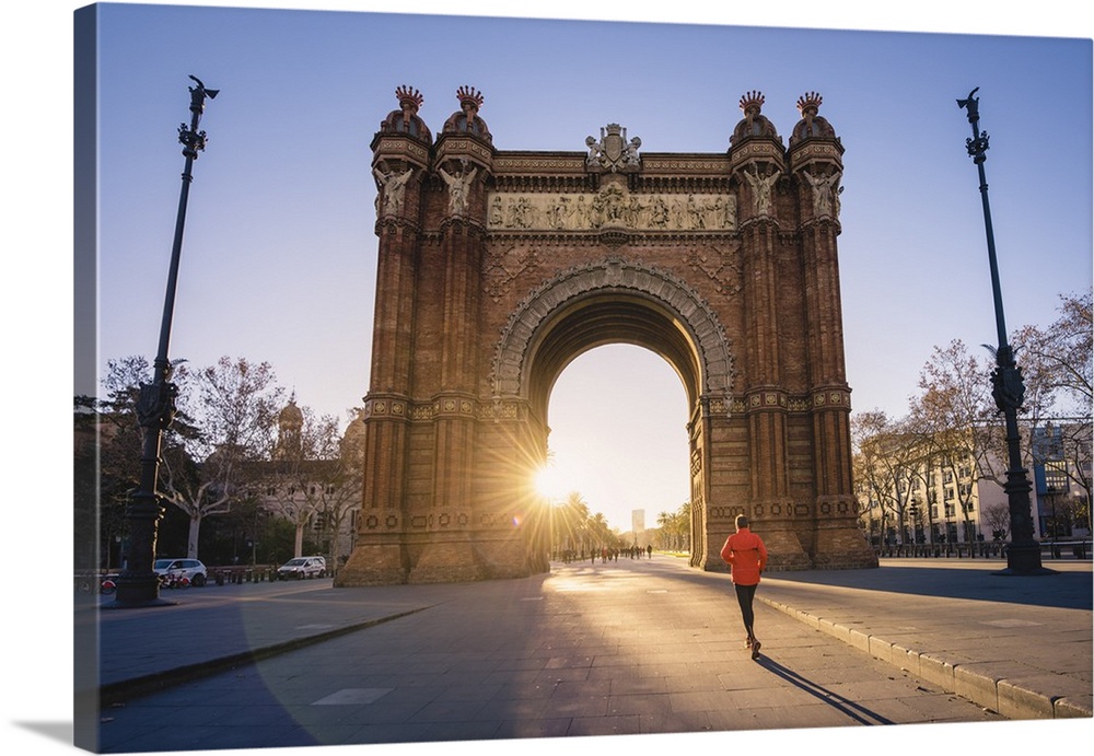 Barcelona, Catalonia, Spain, Southern Europe. The Arch of Triumph (Arc de Triomf) at sunrise.
