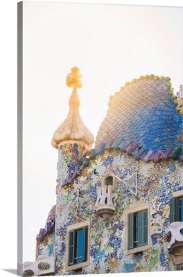 Barcelona, Catalonia, Spain. The unique Antoni Gaudi's architecture of Casa Batllo