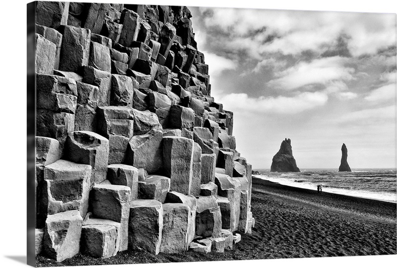 Basalt columns and sea stacks, Reynisfjara, Iceland | Great Big Canvas