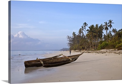 Beautiful coconut palm-fringed Msambweni beach, south of Mombasa, in the early morning