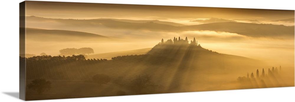 Belvedere and landscape, Val d'Orcia, Tuscany, Italy.