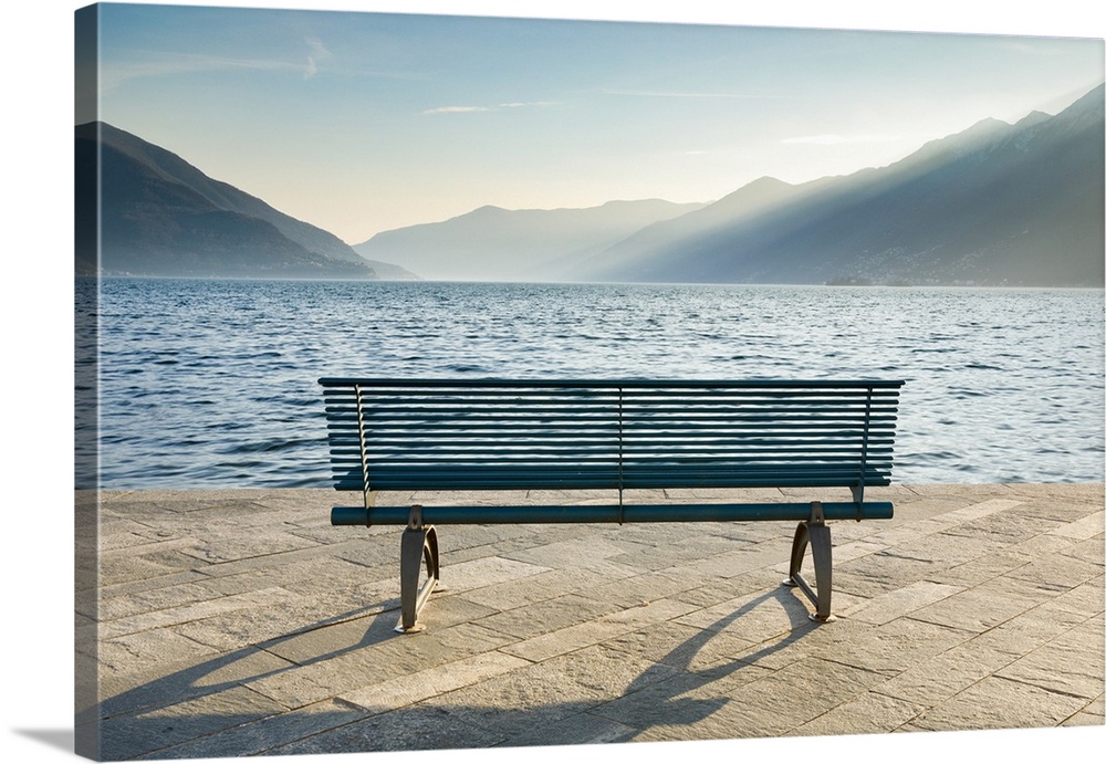 Bench On The Lakeside, Ascona, Lake Maggiore, Canton Ticino, Switzerland