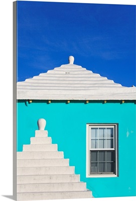 Bermuda, Traditional White Stone Roofs On Colourful Bermuda Houses