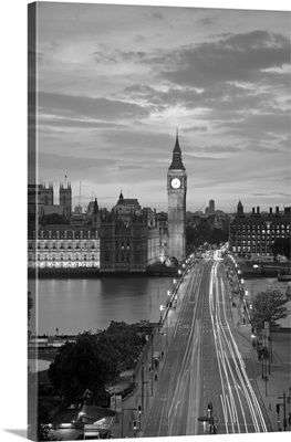 Big Ben, Houses Of Parliament And Westminster Bridge, London, England, UK