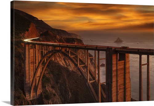 Awypu Large Canvas Prints Scenic Panoramic View of Historic Creek Bridge In California Bridge Landscape Print On Canvas Wall Art Giclee Artwork For