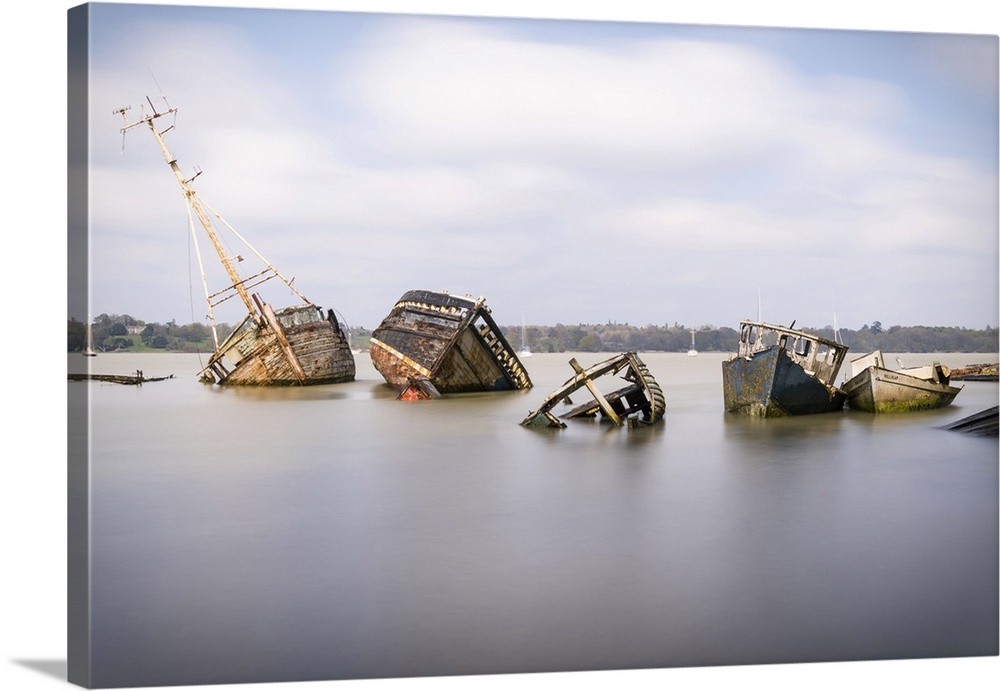 Boat graveyard in Pill Mill, Ipswich, Suffolk, England