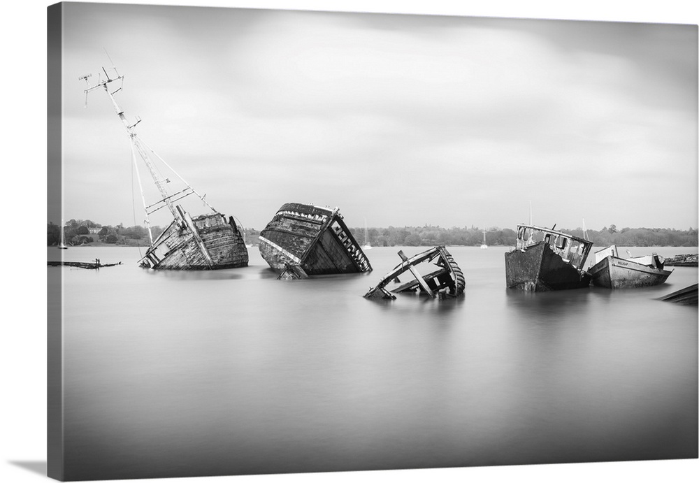 Boat graveyard in Pill Mill, Ipswich, Suffolk, England