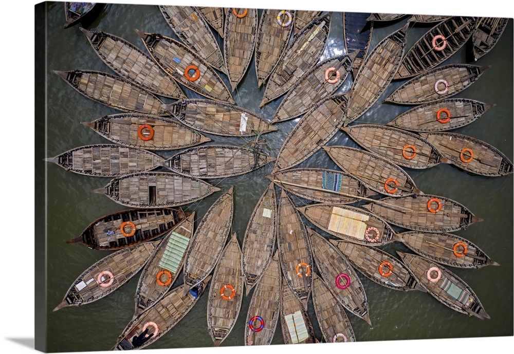 Boats shape like petals of a flower, Dhaka, Bangladesh. Dhaka, Asia, Keraniganj, Bangladesh.
