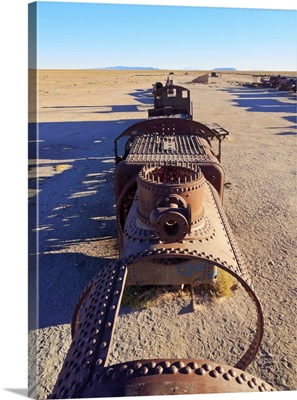 Bolivia, Potosi Department, Antonio Quijarro Province, Uyuni, View of the train cemetery