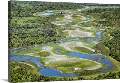 Brazil, Pantanal, Mato Grosso do Sul, An aerial view of a section of the Pantanal