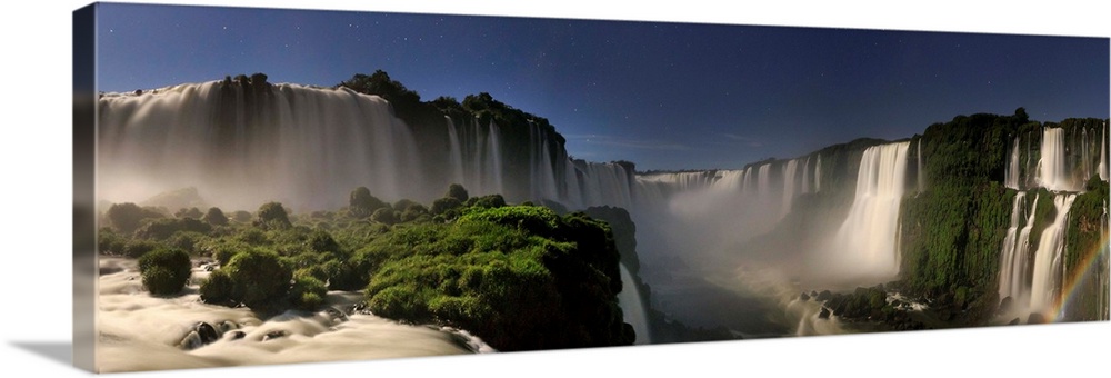 Brazil, Parana, Iguassu Falls National Park (Cataratas do Iguacu) (UNESCO Site) Illuminated only by Monlight
