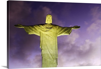 Brazil, Rio De Janeiro, Christ The Redeemer Statue at atop Cocovado at night
