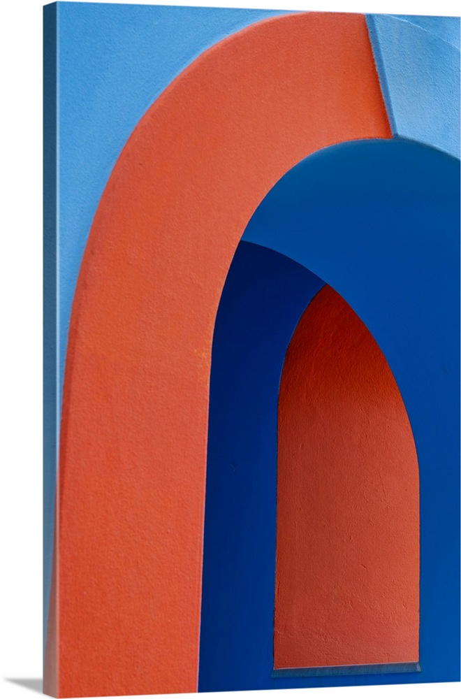 Bright Orange & Blue Architectural Design, Symi Island, Dodecanese Islands, Greece