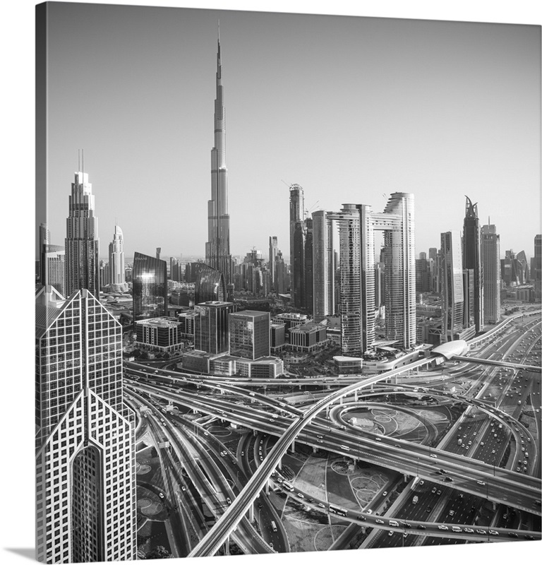 Burj Khalifa And Sheikh Zayad Road, Downtown, Dubai, United Arab ...