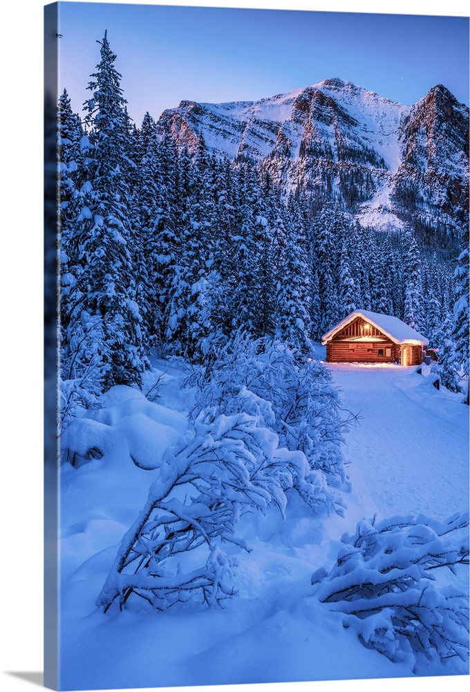 Cabin In Winter, Lake Louise, Banff National Park, Alberta, Canada