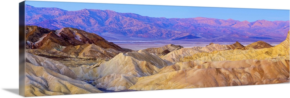 USA, California, Death Valley National Park, Zabriskie Point, Panamint Range of mountains beyond.