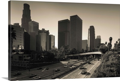 California, Los Angeles, downtown and Rt. 110 Harbor Freeway