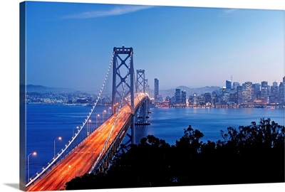 California, San Francisco, City skyline and Bay Bridge from Treasure Island