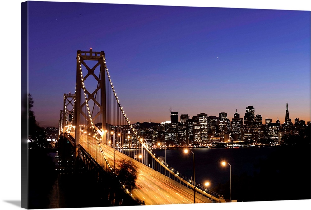 Usa, California, San Francisco, Oakland Bay Bridge and City Skyline