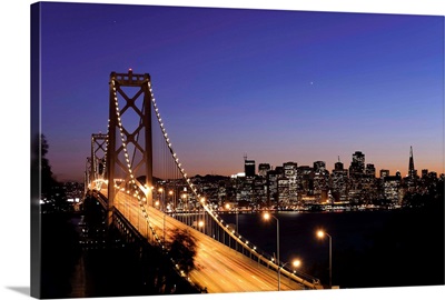 California, San Francisco, Oakland Bay Bridge and City Skyline