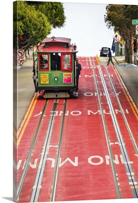 California, San Francisco, Tram travelling down Powell street