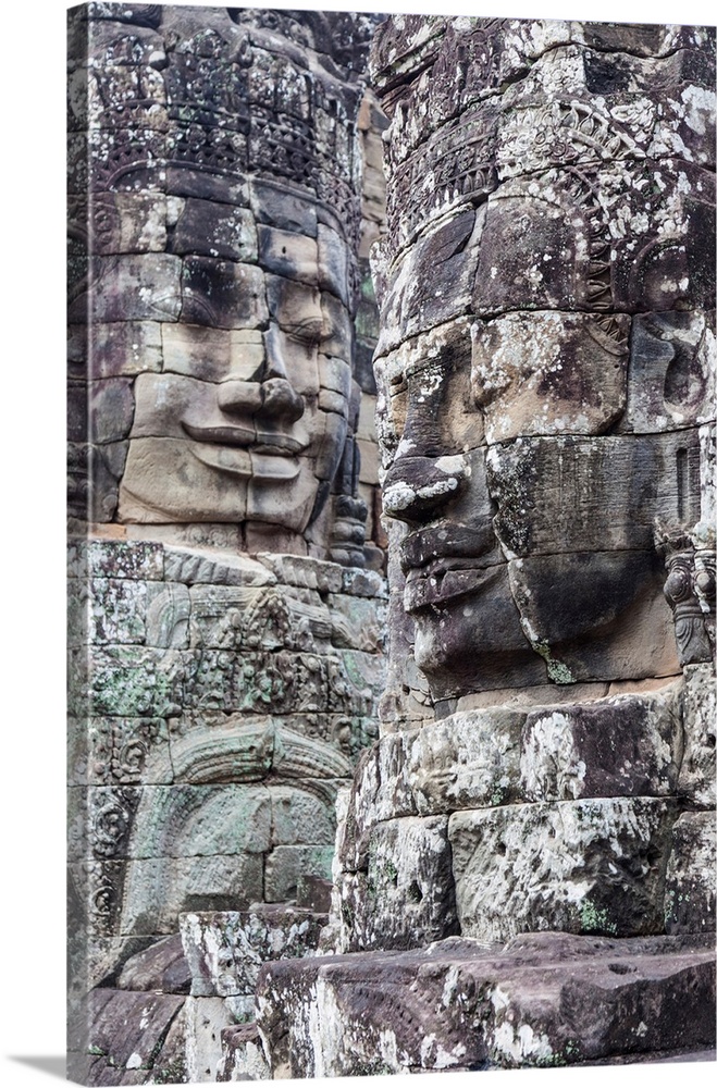 Cambodia, Angkor, Angkor Thom, Bayon Temple, face of Avalokiteshvara.