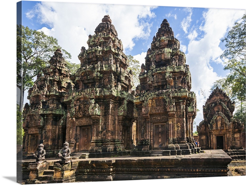 Cambodia, Banteay Srei, Siem Reap Province. Discovered by the French in 1914, Banteay Srei is an exquisite 10th century ru...