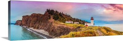 Canada, Nova Scotia, Advocate Harbour, Cape D'or Lighthouse On The Bay Of Fundy, Dusk