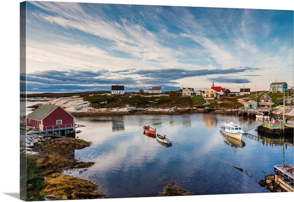 Canada, Nova Scotia, Peggy's Cove,  Fishing Village On The Atlantic Coast, Dusk.