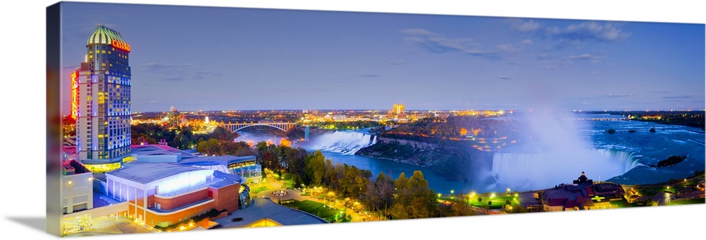 Canada, Ontario and USA, New York State, Niagara Falls, American Falls, Bridal Veil Falls and Horseshoe Falls