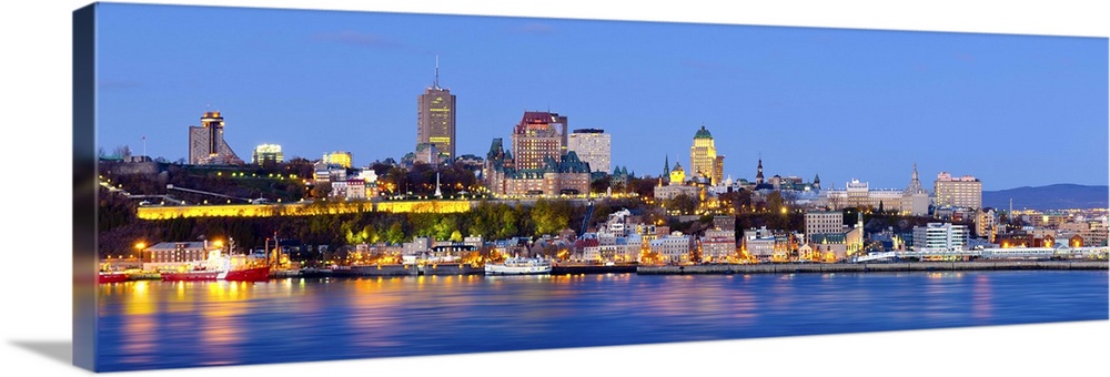 Canada, Quebec, Quebec City, Vieux Quebec or Old Quebec across Saint Lawrence River or Fleuve Saint-Laurent