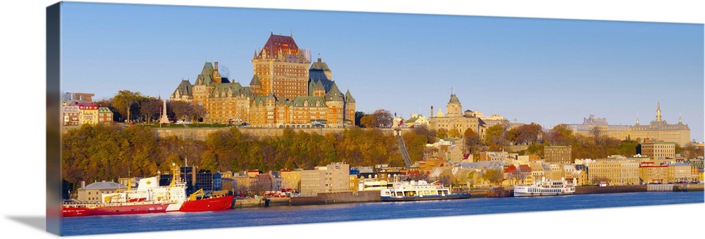 Canada, Quebec, Quebec City, Vieux Quebec or Old Quebec across Saint Lawrence River or Fleuve Saint-Laurent